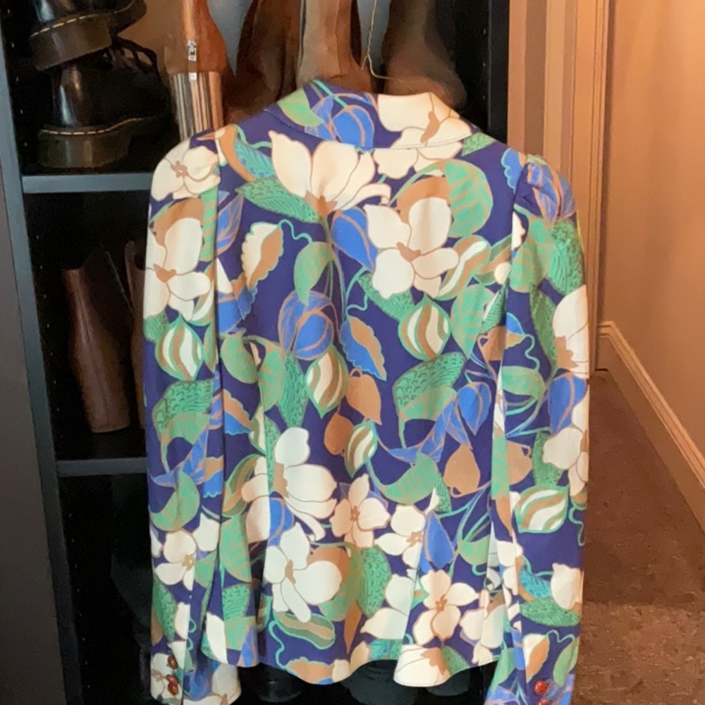 Smythe Women's Vibrant Floral Blazer - Blue and Green - Picture 3 of 3
